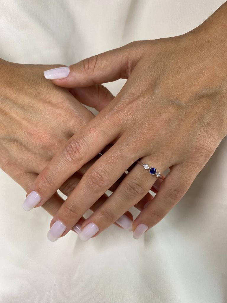 0.30 Karat Pırlantalı Safir Yüzük - Görsel 2