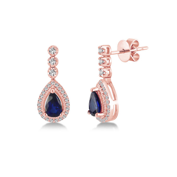 0.80 Karat Safir Pırlanta Küpe - Görsel 3