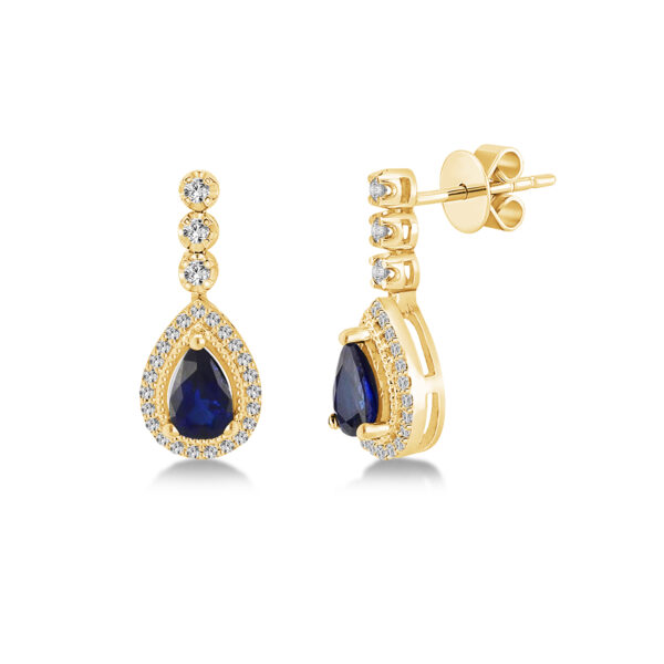 0.80 Karat Safir Pırlanta Küpe - Görsel 2