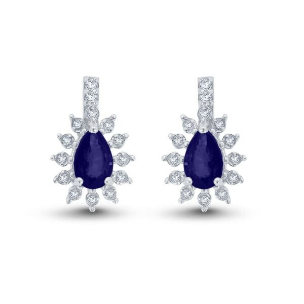 0.92 Karat Pırlantalı Safir Küpe