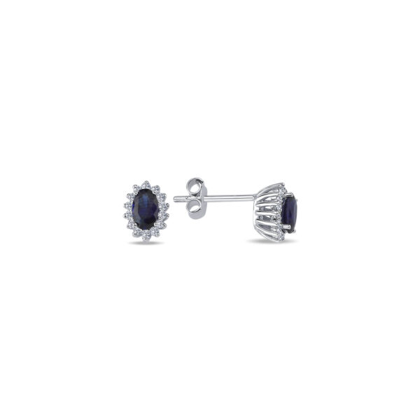 1.02 Karat Pırlantalı Safir Küpe