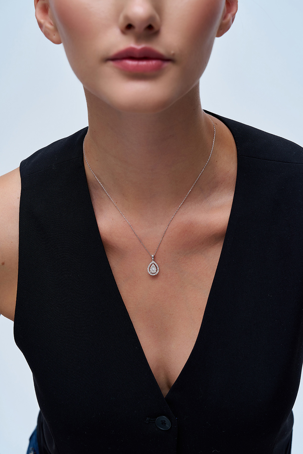 0.48 Karat Pırlanta Tasarım Damla Kolye - Görsel 2